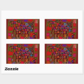 Panama Mola - Red een paardenride als Cowboy Rechthoekige Sticker (Vel)