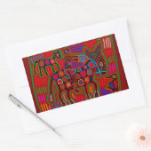 Panama Mola - Red een paardenride als Cowboy Rechthoekige Sticker (Envelop)