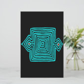 Panama Mola Schildpad - Blauw Zwart Briefpapier (Staand voorkant)