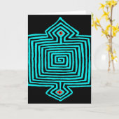 Panama Mola Schildpad - Blauw Zwart Kaart (Gele Bloem)