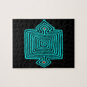 Panama Mola Schildpad - Blauw Zwart Legpuzzel (Horizontaal)