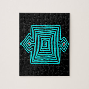 Panama Mola Schildpad - Blauw Zwart Legpuzzel