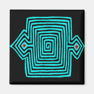 Panama Mola Schildpad - Blauw Zwart Magneet