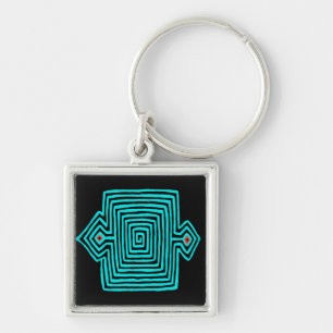 Panama Mola Schildpad - Blauw Zwart Sleutelhanger