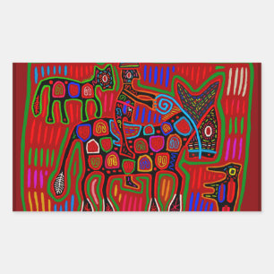 Panama Mola - Sla een paard over en rij een cowboy Rechthoekige Sticker