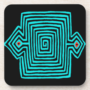 Panama Mola Tortoise - Blue Black Bier Onderzetter