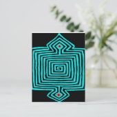Panama Mola Tortoise - Blue Black Briefkaart (Staand voorkant)