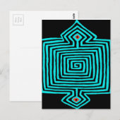 Panama Mola Tortoise - Blue Black Briefkaart (Voorkant / Achterkant)