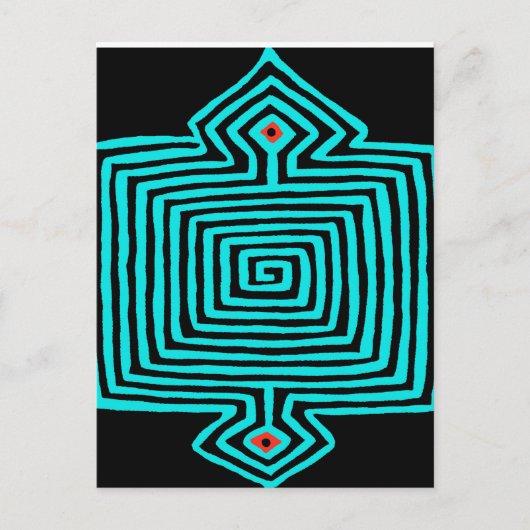 Panama Mola Tortoise - Blue Black Briefkaart (Voorkant)