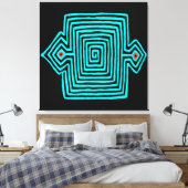 Panama Mola Tortoise - Blue Black Canvas Afdruk (Insitu (Slaapkamer))