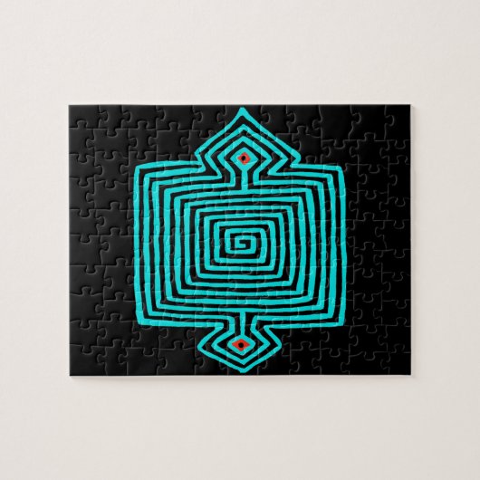 Panama Mola Tortoise - Blue Black Legpuzzel (Horizontaal)