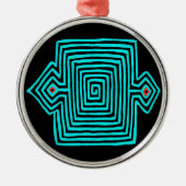 Panama Mola Tortoise - Blue Black Metalen Ornament (Voorkant)