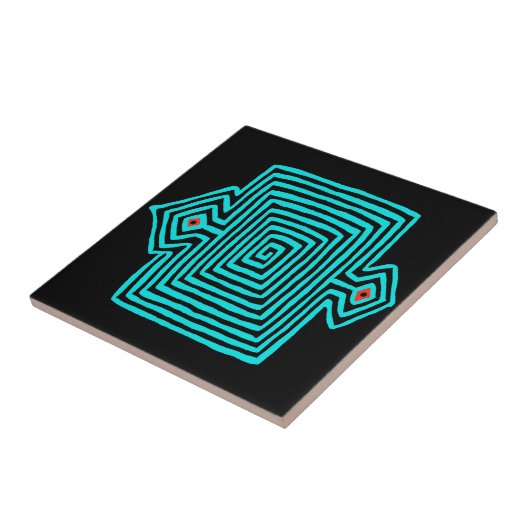 Panama Mola Tortoise - Blue Black Tegeltje (Zijkant)