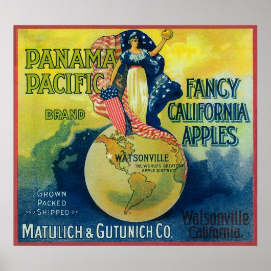 Panama Pacific Apple Crate Label Poster (Voorkant)