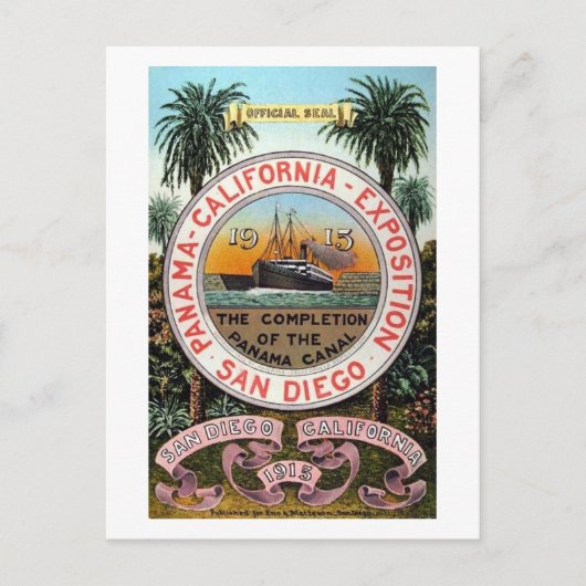 Panama Pacific Expo 1915 Vintage Briefkaart (Voorkant)