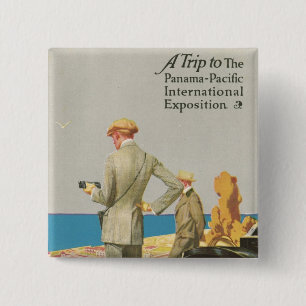 Panama Pacific Expositie Vierkante Button 5,1 Cm