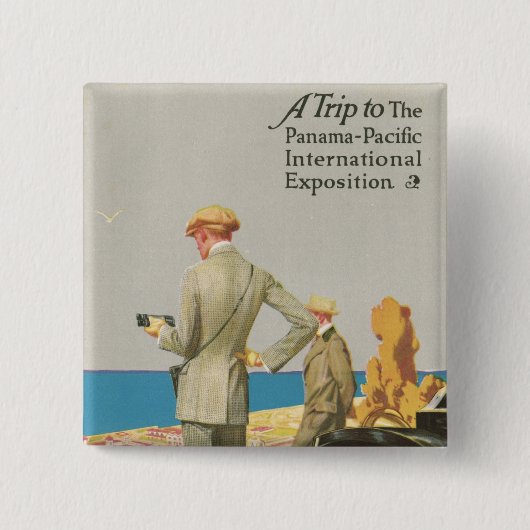 Panama Pacific Expositie Vierkante Button 5,1 Cm (Voorkant)