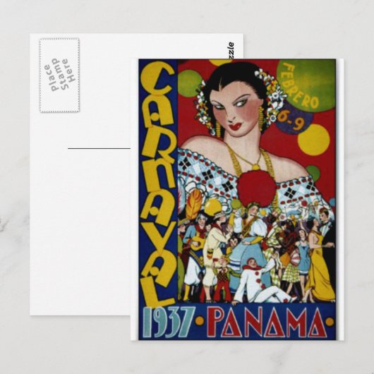 Panama-reisposter, 1937 briefkaart (Voorkant / Achterkant)