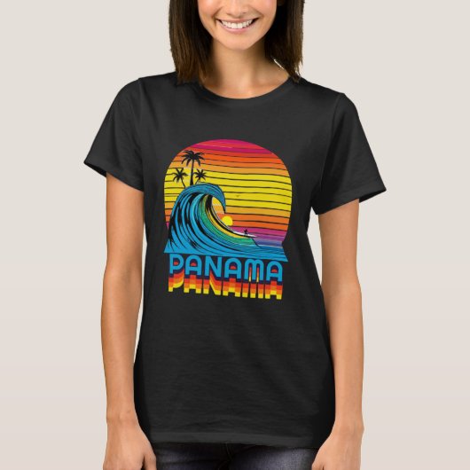 Panama Retro Throwback Surf & Beach Souvenir T-shirt (Voorkant)