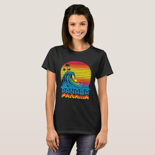 Panama Retro Throwback Surf & Beach Souvenir T-shirt (Voorkant volledig)