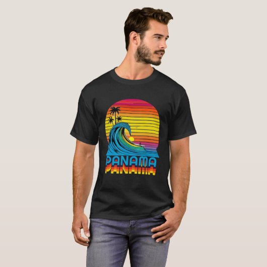 Panama Retro Throwback Surf & Beach Souvenir T-shirt (Voorkant volledig)