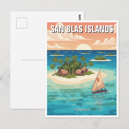 Panama San Blas eilanden reizen Briefkaart (Voorkant / Achterkant)