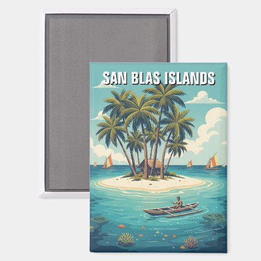 Panama San Blas eilanden reizen Magneet (Voorkant / Achterkant)