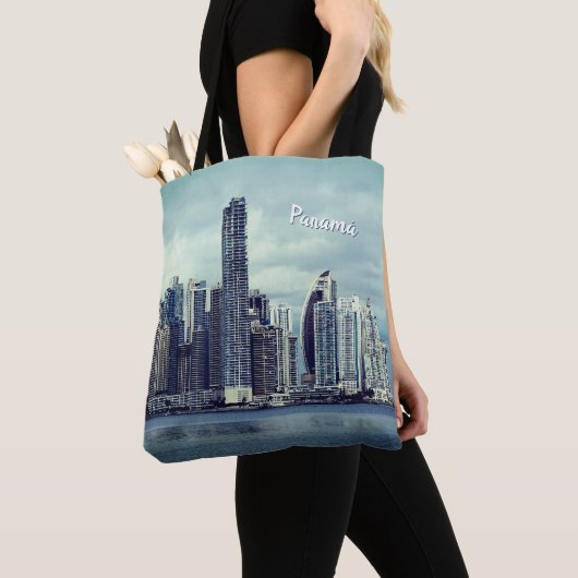 Panama Skyline (aanpasbaar) Tote Bag (Dichtbij)