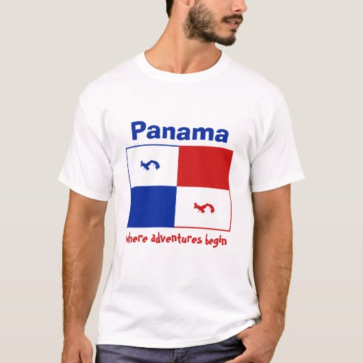 Panama-spandoek + kaart + tekst T-shirt (Voorkant)