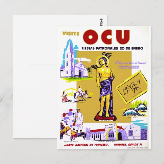 Panama Vintage Travel Poster teruggezet Briefkaart (Voorkant / Achterkant)