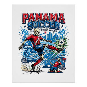 Panama Voetbal Skelet Aanvaller Naties Poster Stij