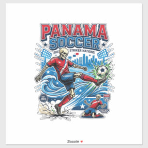 Panama Voetbal Skelet Aanvaller Naties Poster Stij Sticker