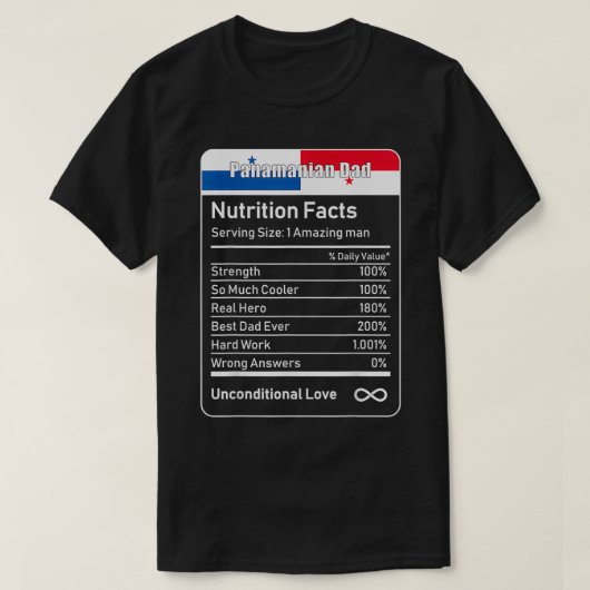 Panamese Pap Nutrition Facts T-shirt (Design voorkant)