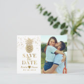 Panananas met snoepje op de datum opslaan briefkaart (Staand voorkant)