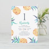 Panananas van de tropische zomer 1e verjaardag kaart (Staand voorkant)