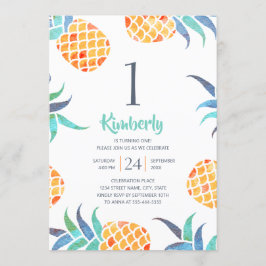 Panananas van de tropische zomer 1e verjaardag kaart
