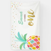 Panananie verjaardagsbanner Tropische Luau Pink Go Spandoek (Verticaal)