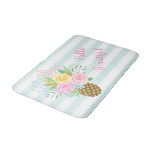 Pananapple Rose Bouquet Hallo Beauful Turquoise Badmat (Gekanteld)