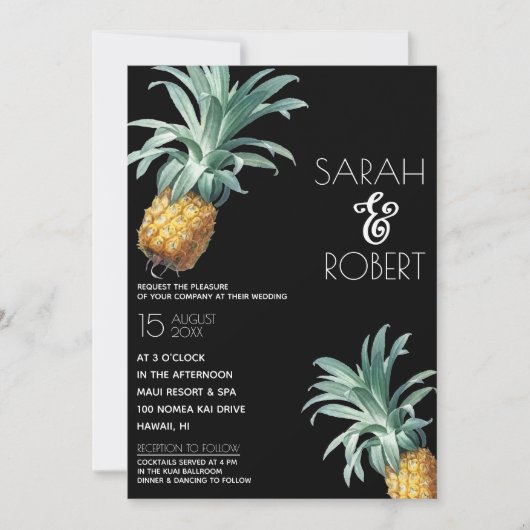 Pananas Delight Tropical Foliage Wedding Kaart (Voorkant)