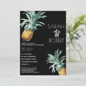 Pananas Delight Tropical Foliage Wedding Kaart (Staand voorkant)