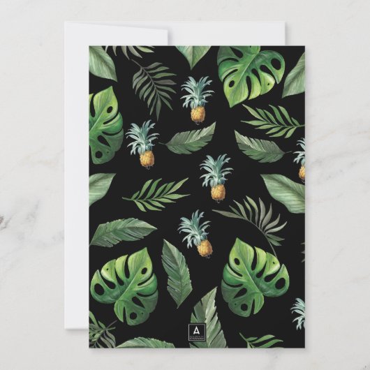 Pananas Delight Tropical Foliage Wedding Kaart (Achterkant)