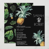Pananas Delight Tropical Foliage Wedding Kaart (Voorkant / Achterkant)