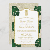 Pananas Tropical Wedding Elegant Ivory Glitter Kaart (Voorkant / Achterkant)