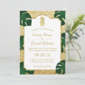 Pananas Tropical Wedding Modern Gold Glitter Kaart (Staand voorkant)