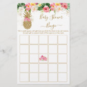 Pananas Tropisch Floral Baby shower Bingo Game (Voorkant)