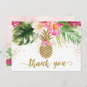 Pananas Tropisch Floral Vrijgezellenfeest Dank u w Bedankkaart (Voorkant / Achterkant)