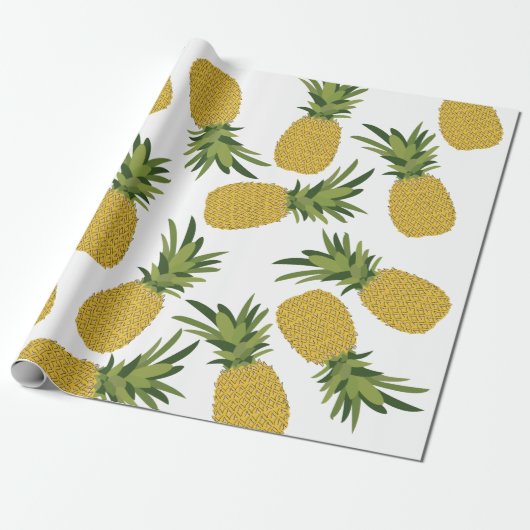 Pananas Tropisch fruitpatroon Cadeaupapier (Uitgerold)