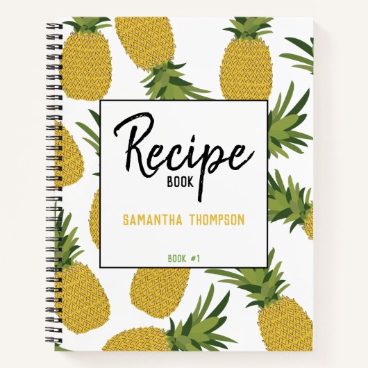 Pananas Tropisch fruitpatroon Recipe Cookbook Notitieboek (Voorkant)