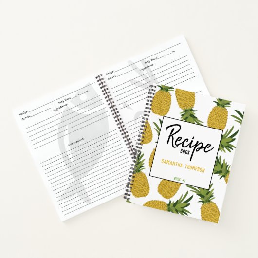 Pananas Tropisch fruitpatroon Recipe Cookbook Notitieboek (Binnen)