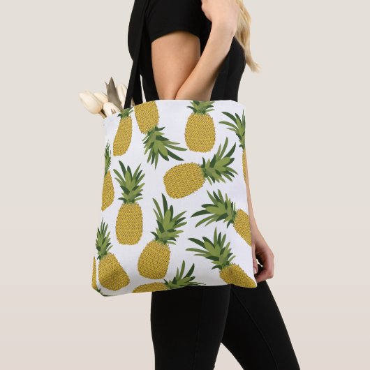 Pananas Tropisch fruitpatroon Tote Bag (Dichtbij)
